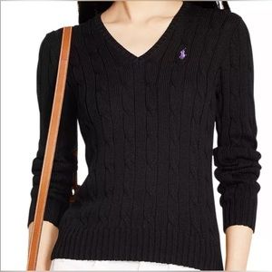 NWT 90’s vintage Ralph Lauren Sport v neck cable knit Sweater- XL